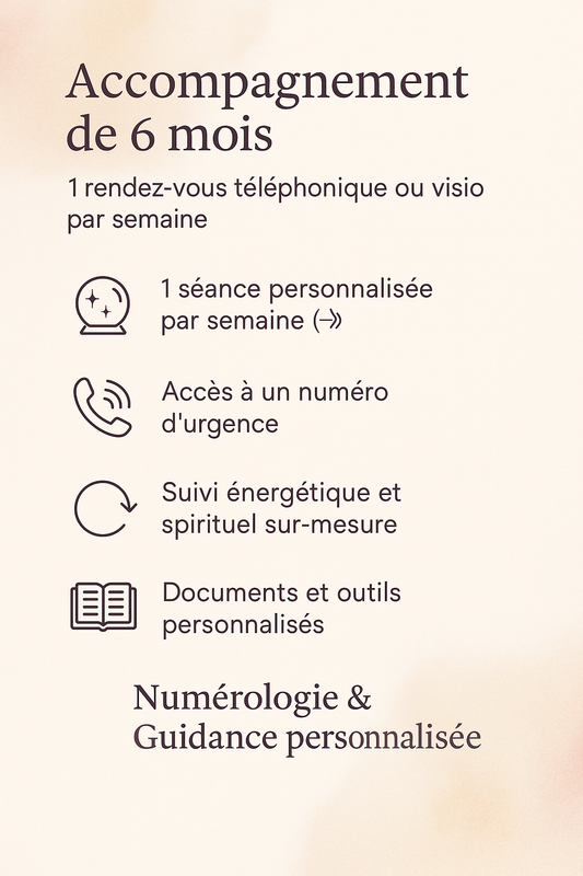 ✨ Accompagnement Premium – 6 mois de Numérologie & Guidance personnalisée ✨